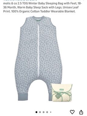 Dusty Blue Gray & White Leaf Print Baby Sleep Sack Romper